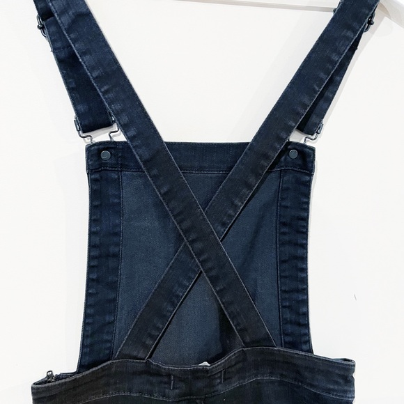 Madewell Slim Black Washed Cross Back Straps Zipper Side Jean Overalls size XS - Picture 10 of 14